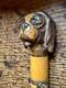 Antique Gadget Cane Dog Glove Holder Mechanical Carved Walking Stick Topper Only