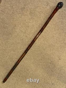 Antique Gadget Concealed Japanese Fishing Rod Walking Stick Hand Carved Shaft
