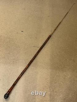 Antique Gadget Concealed Japanese Fishing Rod Walking Stick Hand Carved Shaft