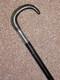 Antique Gents Hand Carved Bovine Horn Crook Topped Ebonised Walking Stick 88cm