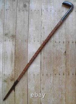 Antique Gents Treen Fully Carved Shaft Walking Stick / Cane Floral Design 96cm