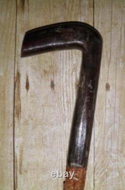 Antique Gents Treen Fully Carved Shaft Walking Stick / Cane Floral Design 96cm