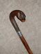 Antique Guinness Advertising Walking Stick Hand-Carved Parrot & Silver H/m 1920
