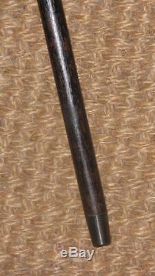 Antique Hallmarked 1890's Silver Carved Crook Ebony Walking Stick 90cm