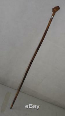 Antique Hallmarked 1907 Silver Swagger Stick- Wooden Carved Head/Face Top