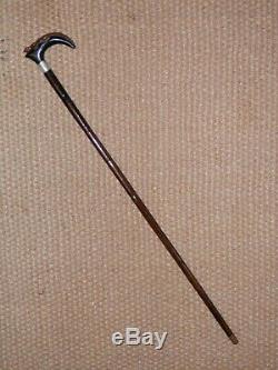 Antique Hallmarked Silver London 1901'T. D.' Carved Lizard Handle Walking Stick