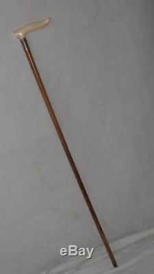 Antique Hallmarked Silver Malacca Dress Cane Hand Carved Handle 88cm