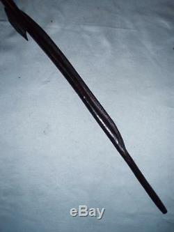 Antique Hand-Carved African Ebony Tribal Walking Stick. Bird in Snakes Mouth