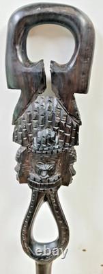 Antique Hand Carved African Tribal Ebony Walking Stick