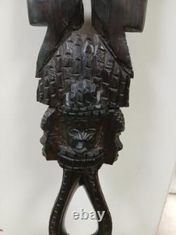 Antique Hand Carved African Tribal Ebony Walking Stick