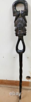 Antique Hand Carved African Tribal Ebony Walking Stick