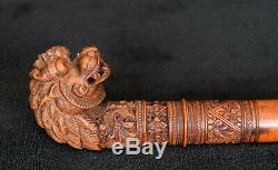 Antique Hand Carved Asian Dragon Themed Gents Walking Stick/Cane