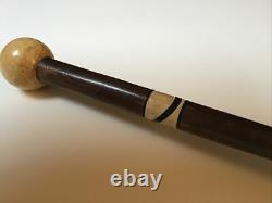 Antique Hand Carved Ball Top Walking Stick