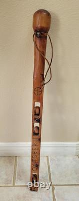 Antique Hand Carved Ball and Cage Whimsey Child's Walking Stick Pole 26 X 2