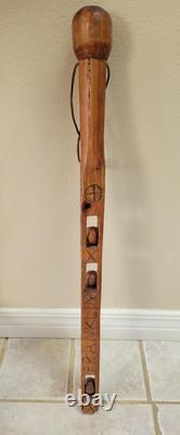 Antique Hand Carved Ball and Cage Whimsey Child's Walking Stick Pole 26 X 2