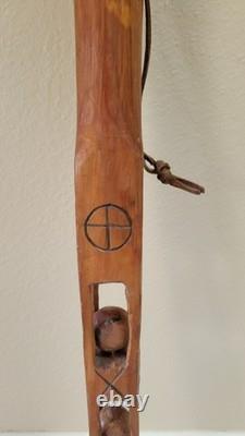 Antique Hand Carved Ball and Cage Whimsey Child's Walking Stick Pole 26 X 2