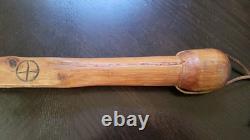 Antique Hand Carved Ball and Cage Whimsey Child's Walking Stick Pole 26 X 2