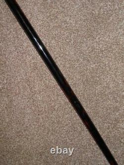 Antique Hand Carved'Bee Hive' Topped Ebonised Malacca Walking Stick 87cm