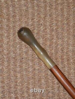Antique Hand Carved Bovine Horn Top Handle & Ferrule Walking Stick 87.5cm