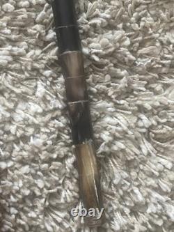 Antique Hand Carved Bovine Horn Walking Stick