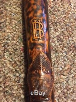 Antique Hand Carved Cocobolo Cane / Walking Stick Austrian 1880s