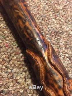 Antique Hand Carved Cocobolo Cane / Walking Stick Austrian 1880s