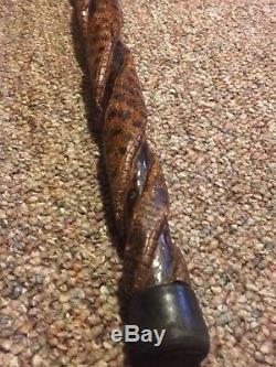 Antique Hand Carved Cocobolo Cane / Walking Stick Austrian 1880s