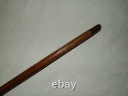 Antique Hand-Carved Dog Handle Walking Cane With Glass Eyes and Red/White Collar