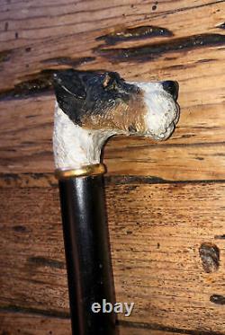 Antique Hand Carved Dog Terrier Cane Walking Stick Briggs London