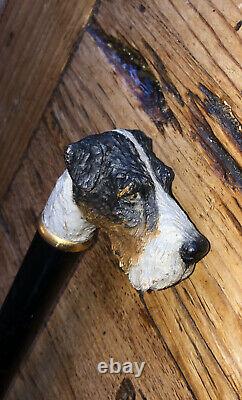 Antique Hand Carved Dog Terrier Cane Walking Stick Briggs London