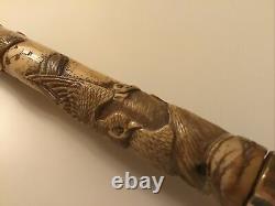 Antique Hand Carved Dress/Walking Stick/Cane