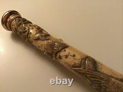 Antique Hand Carved Dress/Walking Stick/Cane