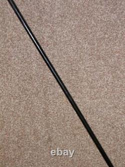 Antique Hand Carved Ebony Tulips Walking/Dress Cane/Stick With Gold Love Hearts