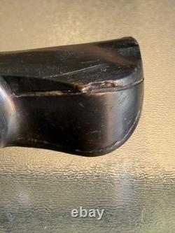 Antique Hand-Carved Ebony Walking Stick Dog Head Handle Barley Twist Cane 85cm