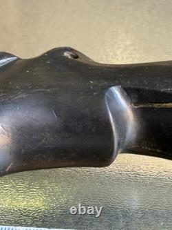 Antique Hand-Carved Ebony Walking Stick Dog Head Handle Barley Twist Cane 85cm