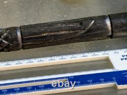 Antique Hand-Carved Ebony Walking Stick Dog Head Handle Barley Twist Cane 85cm