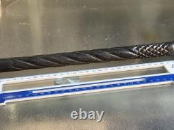 Antique Hand-Carved Ebony Walking Stick Dog Head Handle Barley Twist Cane 85cm