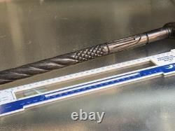 Antique Hand-Carved Ebony Walking Stick Dog Head Handle Barley Twist Cane 85cm