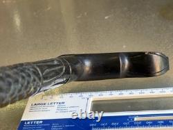 Antique Hand-Carved Ebony Walking Stick Dog Head Handle Barley Twist Cane 85cm