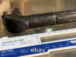 Antique Hand-Carved Ebony Walking Stick Dog Head Handle Barley Twist Cane 85cm