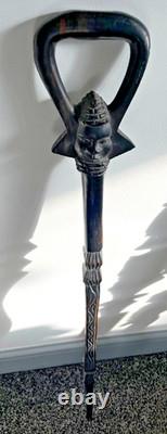 Antique Hand Carved Ebony hardwood African Tribal Walking Stick 92 cm ideal gift