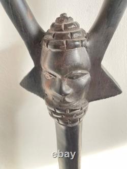 Antique Hand Carved Ebony hardwood African Tribal Walking Stick 92 cm ideal gift