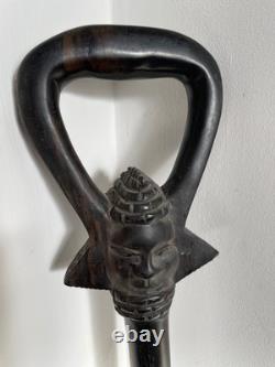 Antique Hand Carved Ebony hardwood African Tribal Walking Stick 92 cm ideal gift