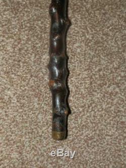Antique Hand-Carved Egyptian Man Head Rustic Blackthorn Walking Stick 92cm