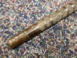 Antique Hand-Carved Exotic Wood Walking Cane Hallmarked Silver Detailed Handle