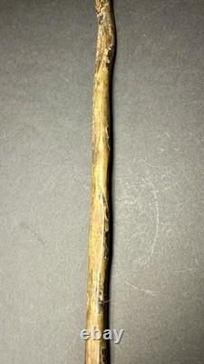 Antique Hand Carved Folk Art Eagle Head Twisted Burley Wood Walking Stick Cane