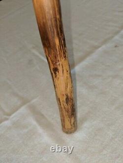 Antique Hand Carved Folk Art Walking Cane Stick With Foot and Shoe Handle
