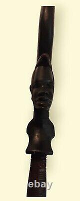 Antique Hand-Carved Heavy Large African Tribal Ethnic male Walking Stick/Cane