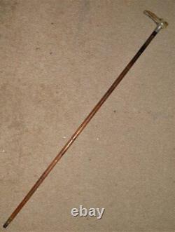 Antique Hand-Carved Horn Heron Top Walking Stick- Hallmarked Swedish Silver 1946