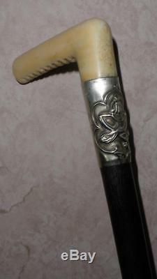 Antique Hand Carved Hunting Theme Rosewood Walking Stick'J. F. Rogerston' 81cm